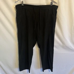 Tom Franks Women’s Black Elastic Waist Linen Blend Trousers Size 18 - Picture 1 of 3