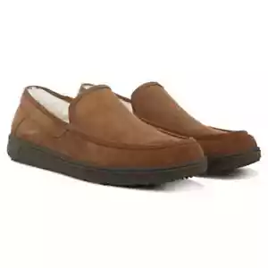 Vionic Men's GUSTAVO Shearling Lined Slip On Orthotic Slipper Toffee Size 9.5 US - Picture 1 of 6