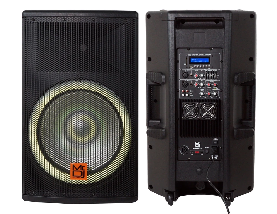 Mr. DJ SYNERGY15 15" Powered Active 4500w Pro DJ PA Speaker w Bluetooth TWS