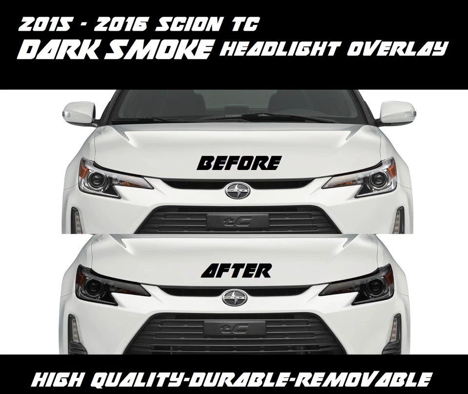 Headlight Dark Smoke Overlay Tint smoked out for 2015 2016 Scion TC Foto 1 de 1
