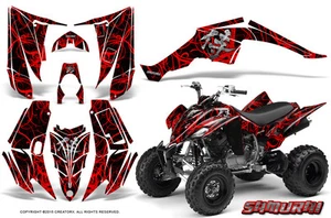 YAMAHA RAPTOR 350 GRAPHICS KIT CREATORX DECALS STICKERS SAMURAI RED-BLACK - Picture 1 of 1