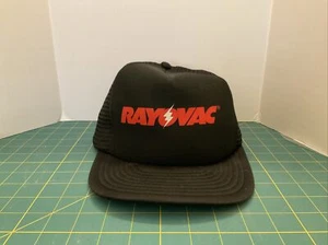 Rayovac Hat Semi Truck Trucker Mesh Back Black Cap Snapback Vintage Ball - Picture 1 of 6