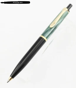 Older New Style Pelikan K200 Push Ballpoint Pen in Green-Marble (1998 - 2014) - Picture 1 of 8