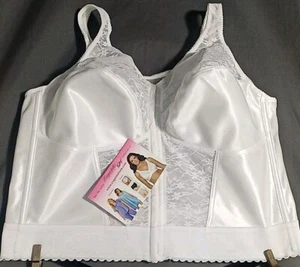 46D Wirefree Front Closure Bra Posture Back Support Satin & Lace Exquisite Form - Picture 1 of 10