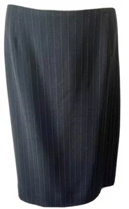 Original Dana Buchman Black & Blue Pinstripe Straight Wool Skirt Size 6 - 8 - Picture 1 of 6