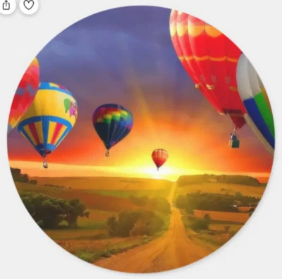 One-Of-A-Kind BALLOONS SUNSET  Platinum Silver Plated CUFF BANGLE Bracelet Women - Image 1 of 4