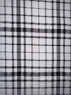 Tela a cuadros/a cuadros de algodón Seersucker de colección W46”xL1 yarda cuadrados negros grises y blancos Foto 1 de 4