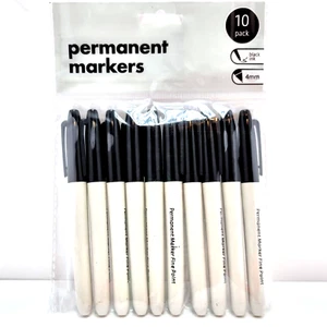 10 x Sharpie Style Permanent Markers, Black, Fine Point, 4mm, Marker Pens. - Picture 1 of 11