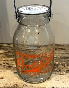 VINTAGE JACKSONVILLE PRODUCERS DAIRY 1 GALLON WIDE MOUTH MILK BOTTLE (SH) - Picture 1 of 8