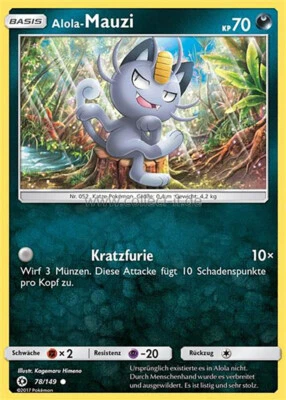 Pokemon 78/149 Alola-Mauzi - Sonne und Mond - Bild 1 von 3
