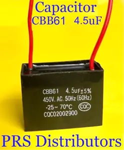 CBB61 4.5uF 4.5mF Motor Ceiling Fan Capacitor replacement 2-Wire 450VAC 50/60 HZ - Picture 1 of 5