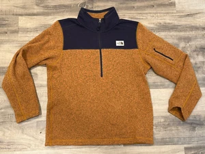 The North Face Men's Burnt Orange/ Blue 1/2 Zip Fleece Pullover Sweater - Size L - Picture 1 of 12