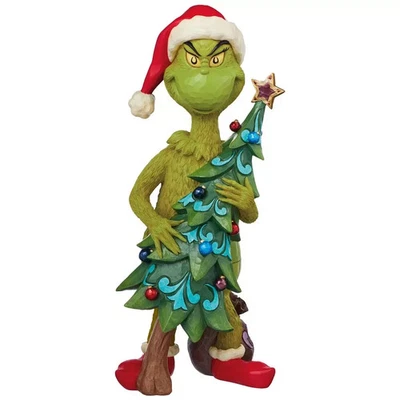 ENESCO 20” (51cm) Jim Shore Grinch with Christmas Tree Hand-Painted Holiday Statue XMAS
