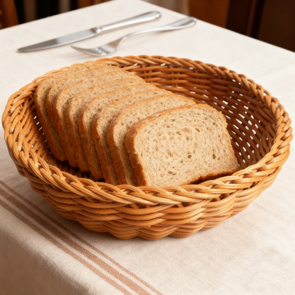 Cesta de pan trenzada redonda mesa tejida frutas verduras bandeja para servir cesta Foto 1 de 4