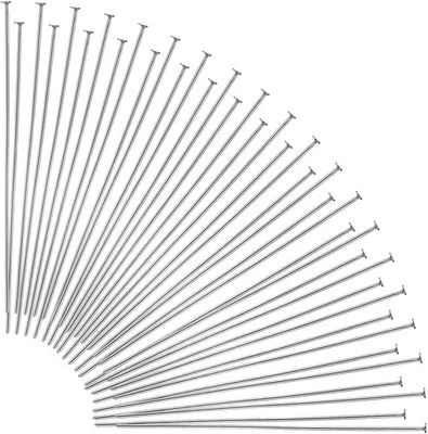 200 PIEZAS Alfileres de cabeza plateados de 2" alfileres planos para hacer joyas manualidades hágalo usted mismo Foto 1 de 4