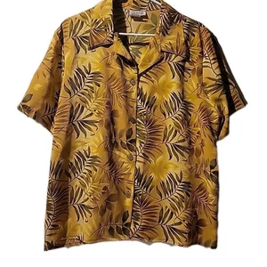 BRIGGS Camicia Donna XL Stampa Felce Resi Antirughe Bottoni Leggera Dorata - Foto 1 di 6