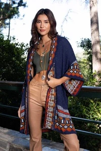 Cárdigan de punto estampado Kachina estilo Ruana - Imagen 1 de 9