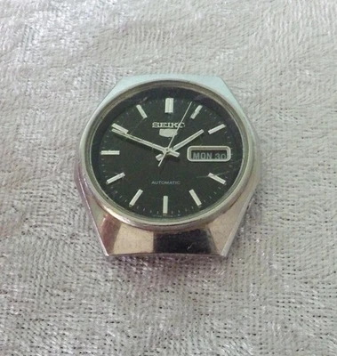 Seiko 5 Automatic mens watch day date working black dial 6309-7160 - Image 1 of 4