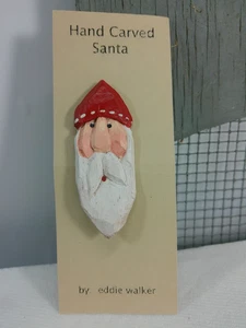 2006 Artisan Hand Carved Santa Head Holiday Christmas Whimsical Art Pin Brooch - Picture 1 of 9