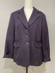 EVAN PICONE Suite Button Up Blazer Size 16 Deep Purple Herringbone Pockets - Picture 1 of 7