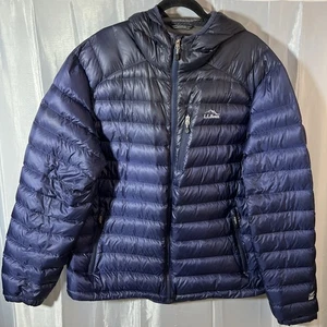 LL Bean Ultralight 850 Black/Blue Puffer Jacket Mens 2XL Pertex Quantum Hooded - Picture 1 of 17
