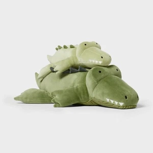 Alligator and Baby Weighted Plush Kids' Throw Pillow Green - Pillowfort - Picture 1 of 4
