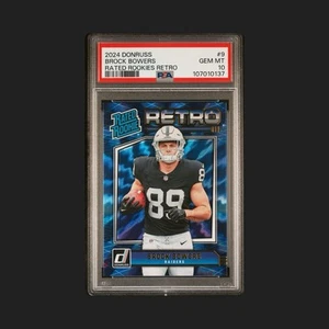 2024 donruss BROCK BOWERS rated rookies RETRO rookie parallel RAIDERS PSA 10 GEM - Picture 1 of 3