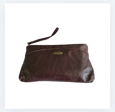 Michael Of Boston Vintage Handbag Burgundy Leather Small Clutch Wristlet  - Image 1 of 4