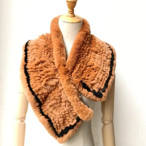100%Real Scarf Shawl Stole Wrap Real Rex Rabbit Fur Warm Cape Elegant Lady - Picture 1 of 17