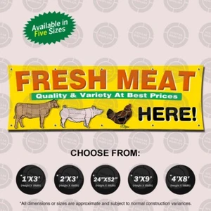 FRISCHES FLEISCH Qualität & Vielfalt Banner offenes Schild Display Fleisch Metzger Rindfleisch Huhn - Bild 1 von 6