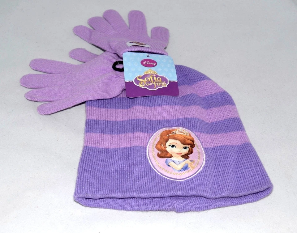 SOFIA THE FIRST Niñas Invierno SOMBRERO Y MANOPLAS Gorra Guantes Conjunto DISNEY Princesa Foto 1 de 1