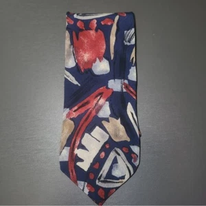 Corbata Christian Dior Monsieur 100 % azul seda multicolor abstracta - Imagen 1 de 8
