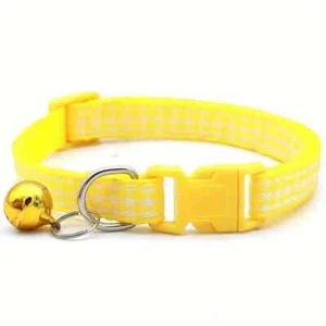 Collar de campana de liberación rápida estampado a cuadros Safe Paws gato/perro, amarillo - Imagen 1 de 3