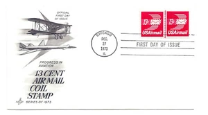 C83  13c Winged Envelope, coil, ArtCraft, line pair,  FDC - Picture 1 of 1