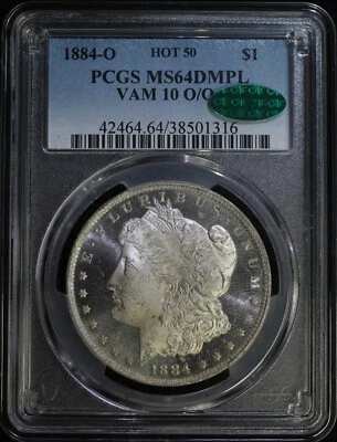 1884 O Morgan Silver Dollar PCGS MS64DMPL CAC HOT 50 VAM 10 O/O RPM Frosty Cameo - Image 1 of 2