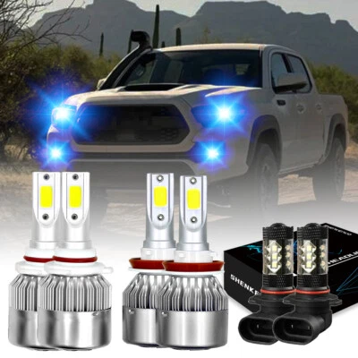 For Toyota Tundra 2007-13 8K Ice Blue LED Headlight High Low Fog Light Bulbs - Image 1 of 4