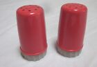 1950S Pink Plastic Small Salt And Pepper Shakers 2 Tall