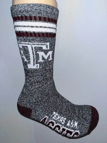 TEXAS A&M AGGIES NCAA COLLEGE MENS MARBLE STRIPE LOGO CREW LENGTH SOCKS LARGE Q Cover