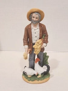 Homeco Farmer with Wheat and Chickens 1477 8" Vintage - Picture 1 of 11