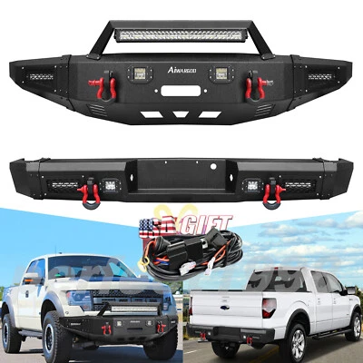 For 2010-2014 Ford F-150 SVT Raptor Steel Front Rear Bumper w/Winch Plate&Wiring - Image 1 of 4