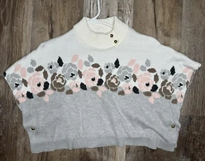 Janie And Jack Poncho Warm Sweater NWT Size 5 Floral Colorblock Winter Clothes - Picture 1 of 5