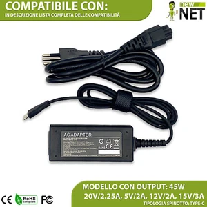 Caricabatterie compatibile con HP Spectre x2 12-a000 12-a018tu 45W 20V 2,25A - Picture 1 of 6