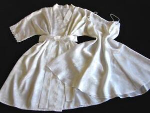 Vintage Flared Satin Chemise + Robe Peignoir Set XL/XXL Lacy White Go Softly