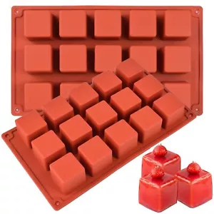 2 Pack Square Silicone Mold, Candy Chocolate Mousse Cake Baking Mold Dessert ... - Picture 1 of 7