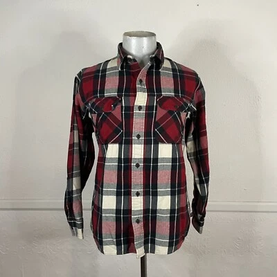 Camisa Bob Timberlake Para Hombre M Roja Blanca Azul Franela a Cuadros Manga Larga Botón Foto 1 de 4