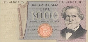Giuseppe Verdi Note Italy 1000 Lire Banknote 1969 Italian Currency - Picture 1 of 5