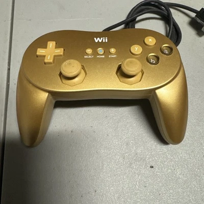 Mando Nintendo Wii Clásico Pro Dorado Auténtico OEM Probado Funciona RVL-005 (02) Foto 1 de 4