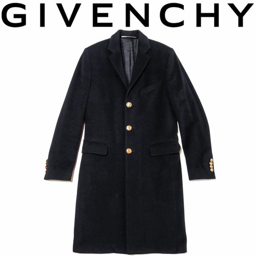 Cappotto Chester Givenchy Monogram Bottone Oro Lana Cashmere Nero 48 US