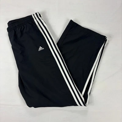 Pantalones de chándal Adidas negros 3 bandas forrados de malla entrenamiento deportivo dobladillo con cremallera para hombre L Foto 1 de 4