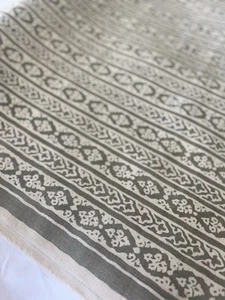 Namay Samay Handprinted Persian Floral Linen Fabric- bujh BTY - Picture 1 of 3